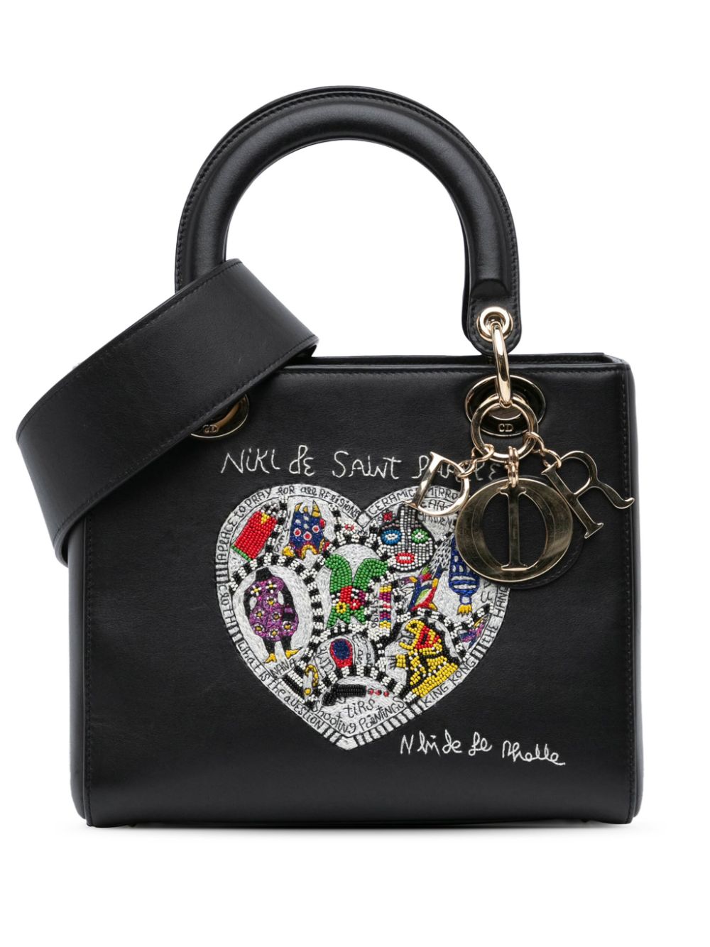 Christian Dior Pre-Owned 2018 Niki De Saint Phalle Medium Calfskin Heart Supple Lady Dior satchel - Black