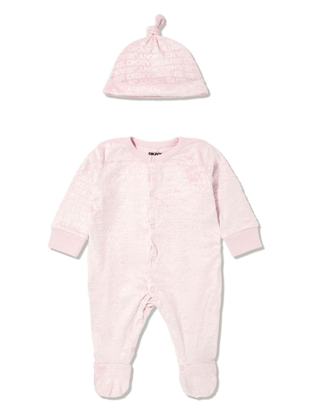 Dkny Kids logo-jacquard babygrow set - Pink