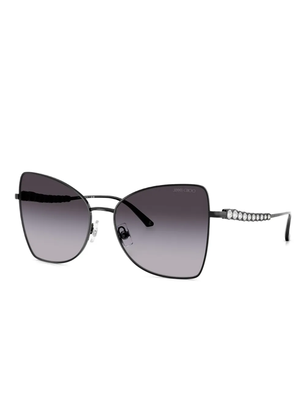 Jimmy Choo Eyewear Zonnebril met cat-eye montuur en kristallen Zwart
