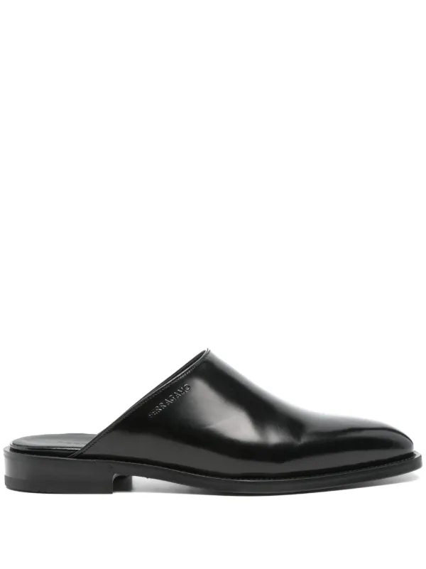 サンダル・ミュール Salvatore Ferragamo Black Leather Lyrai Thong Mules Ferragamo Lyrai Leather Sandals | Neiman Marcus