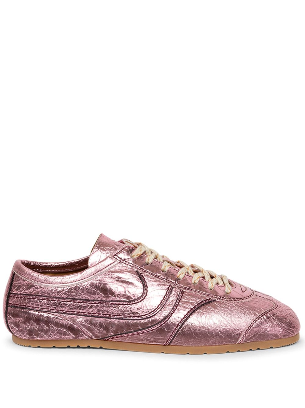 DRIES VAN NOTEN metallic leather sneakers Pink