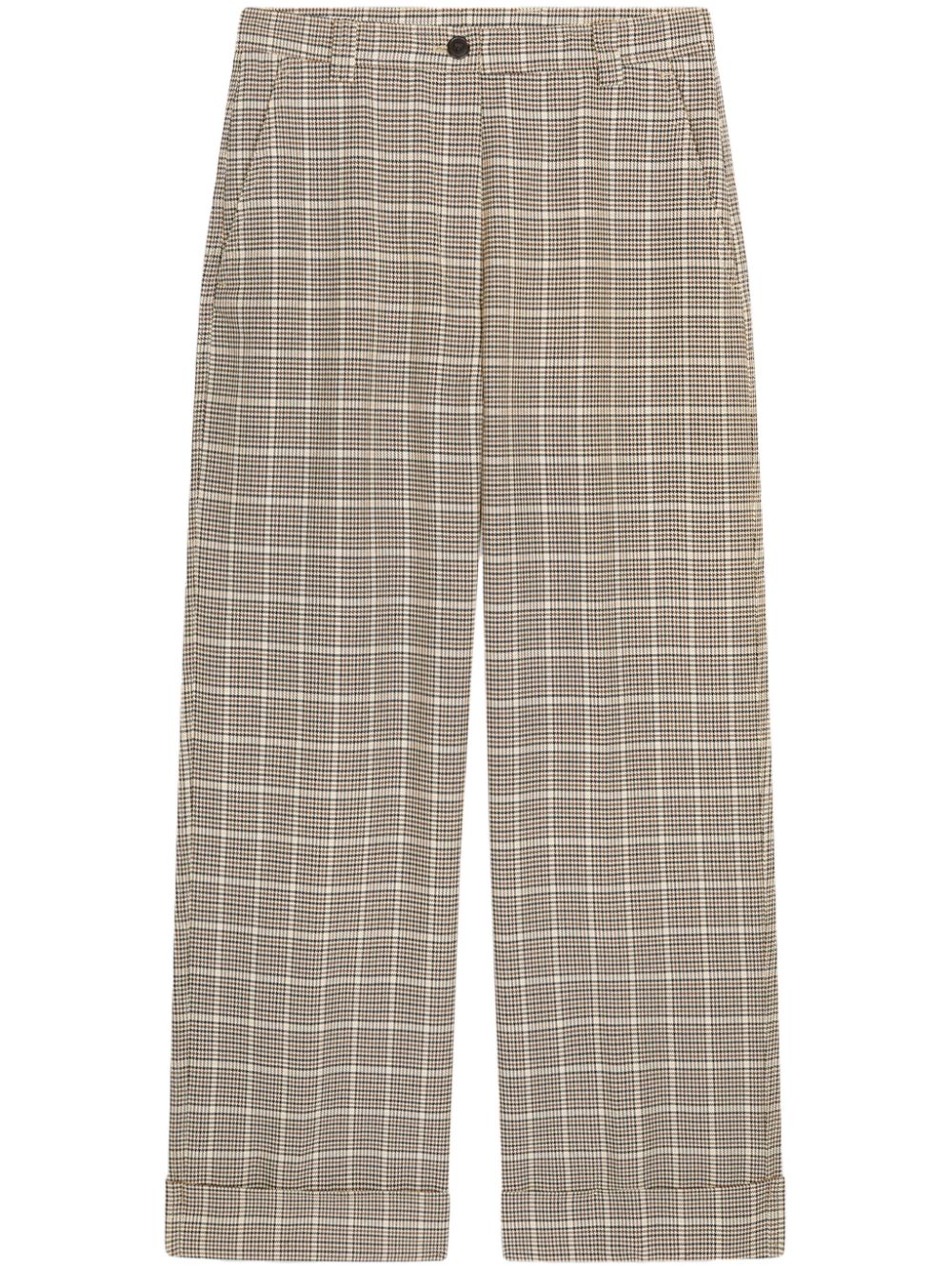 checked cuffed trousers