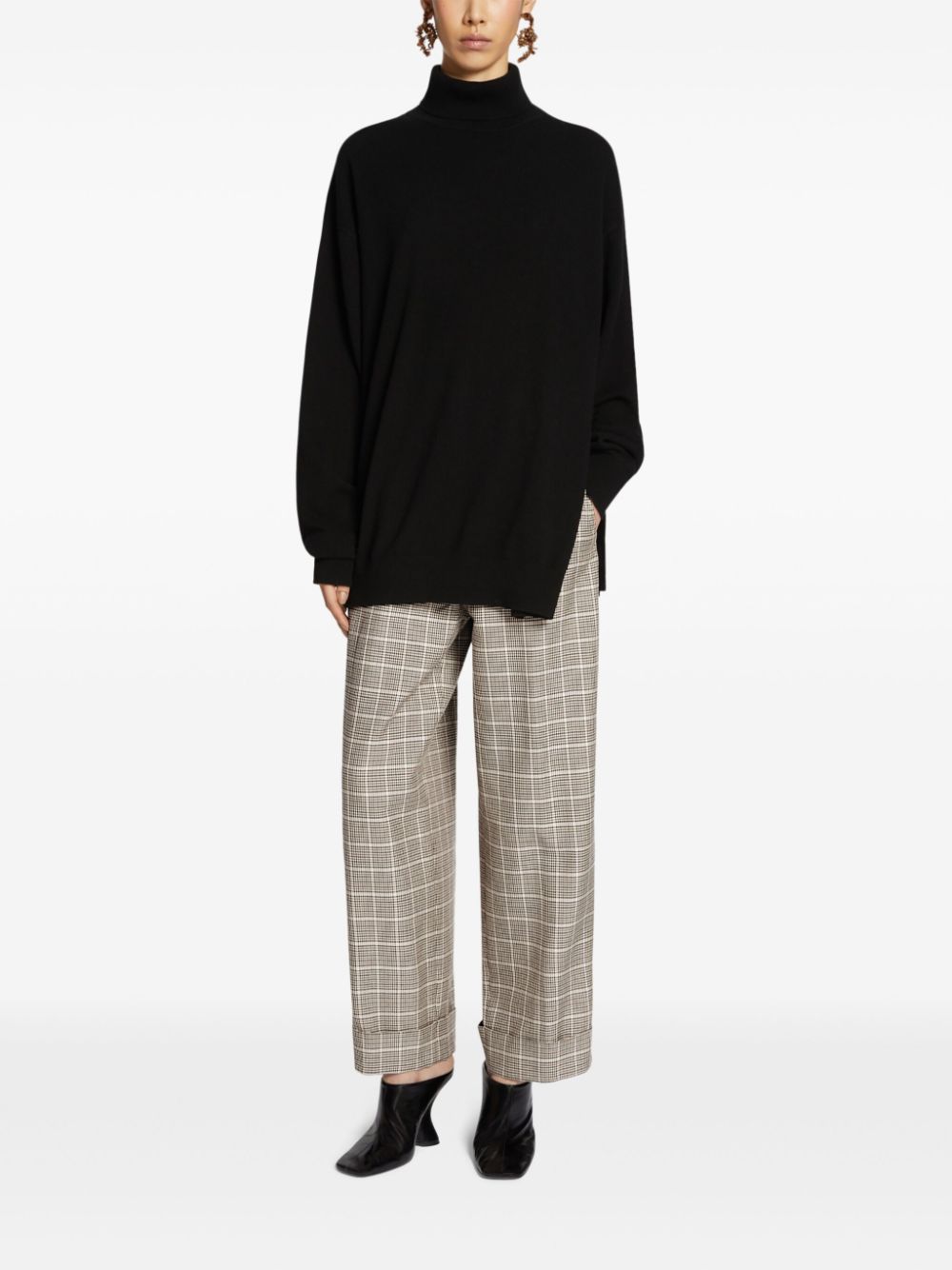 DRIES VAN NOTEN Geruite broek met cuffs - Beige