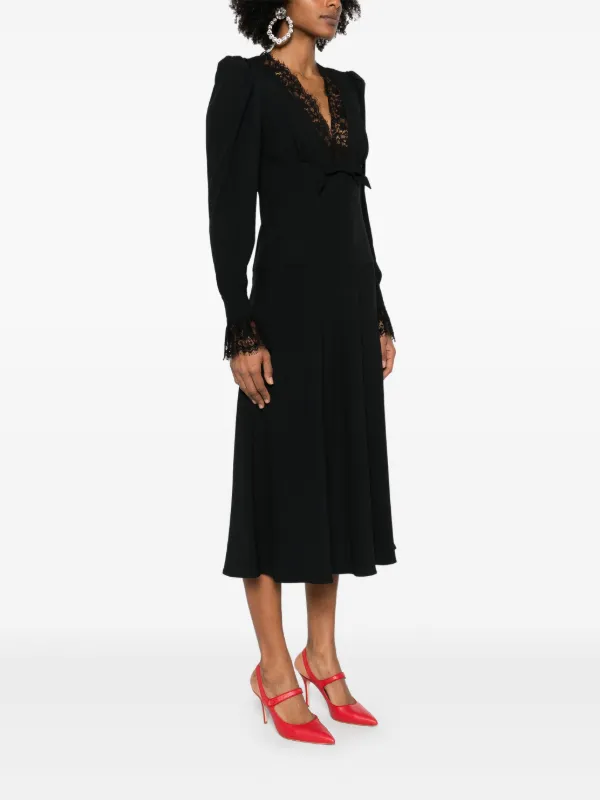 alessandra rich black dress Alessandra Rich - Velvet Dress With Bows - 40