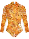 Vilebrequin palm leaves-print rashguard - Orange