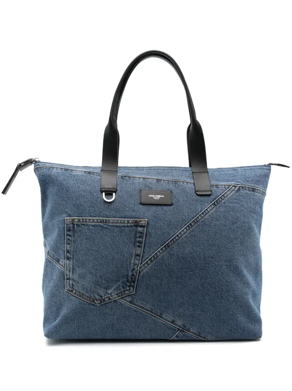 Dolce Gabbana Medium Patchwork Denim Tote Bag Blue FARFETCH PH