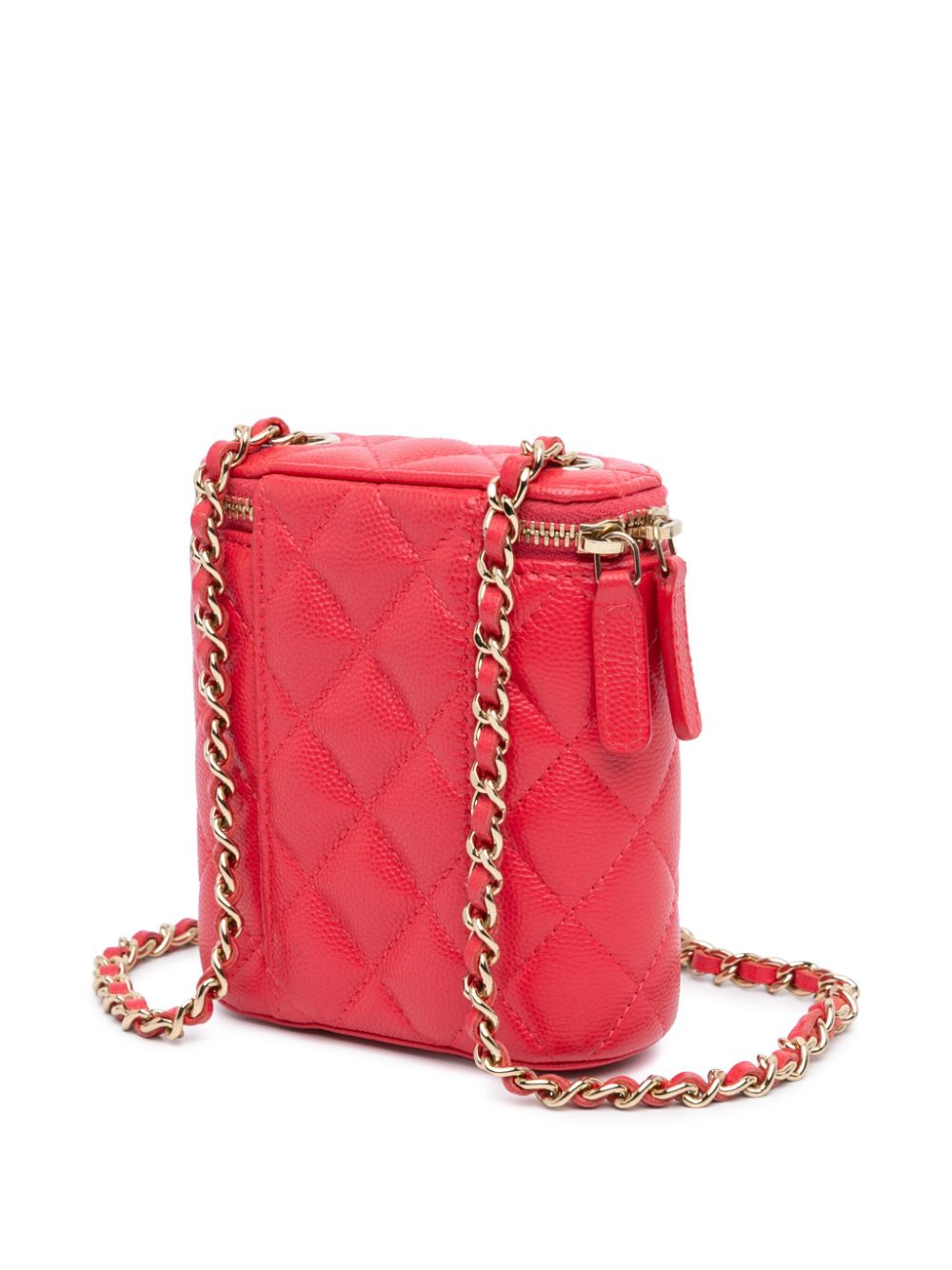 CHANEL Pre-Owned 2020 kleine Caviar Vertical Coco Beauty Vanity Case crossbodytas - Rood