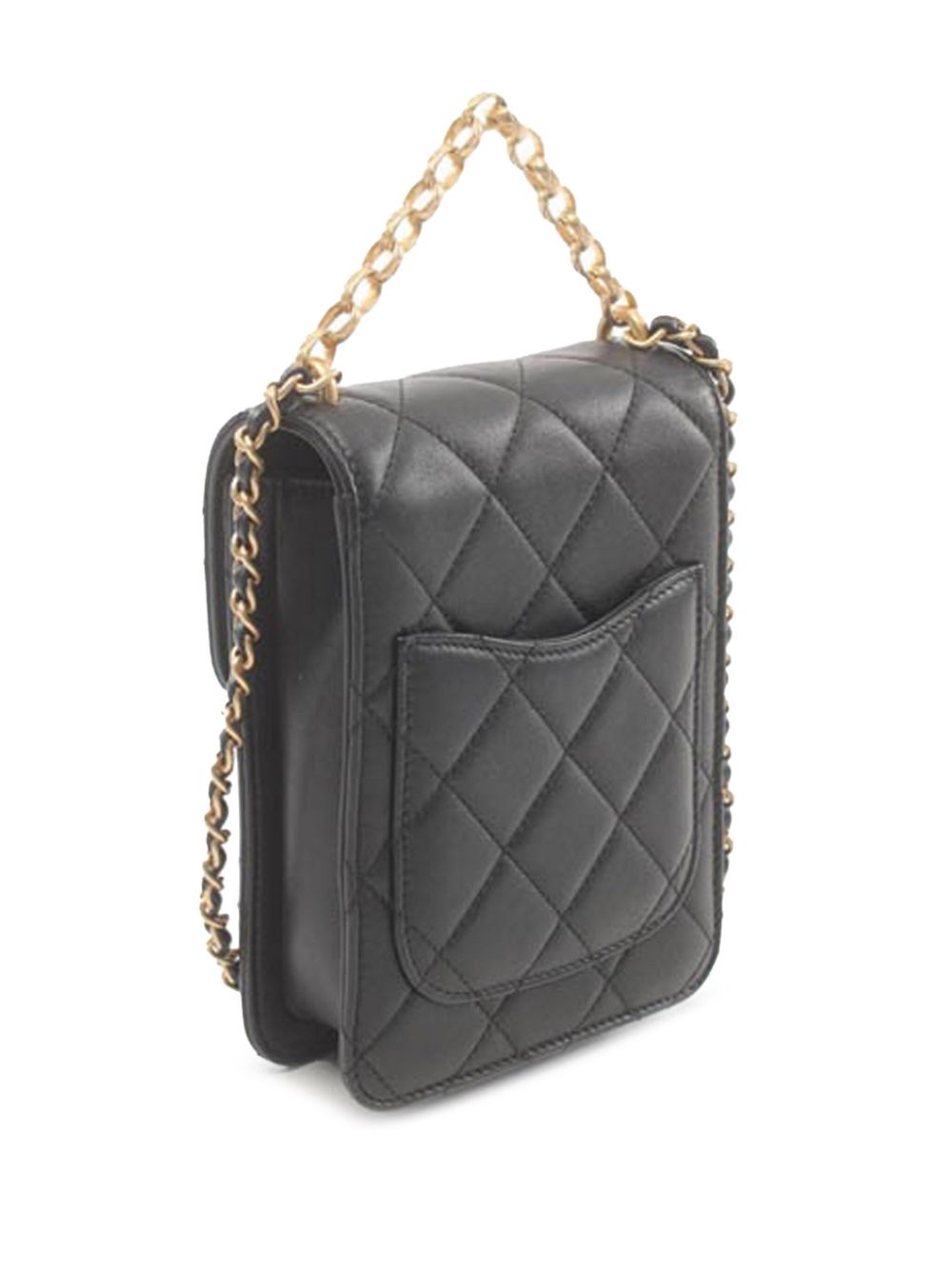 CHANEL Pre-Owned 2020 CC North South Flap gewatteerde lamsleren boekentas met parel - Zwart