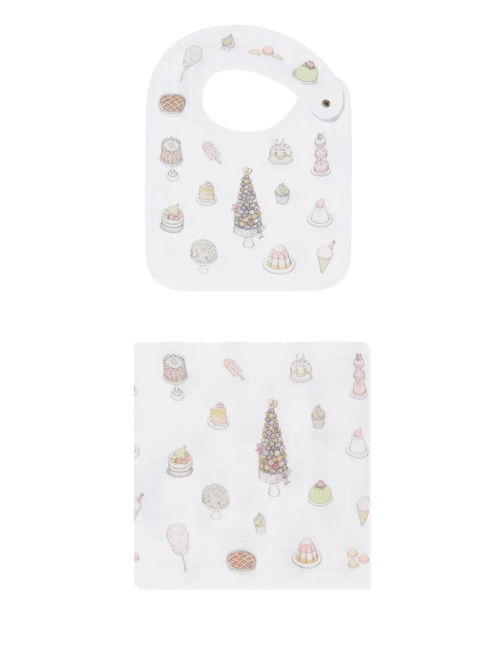 Atelier Choux Sweetie Pie bib and blanket set | White | Image 1