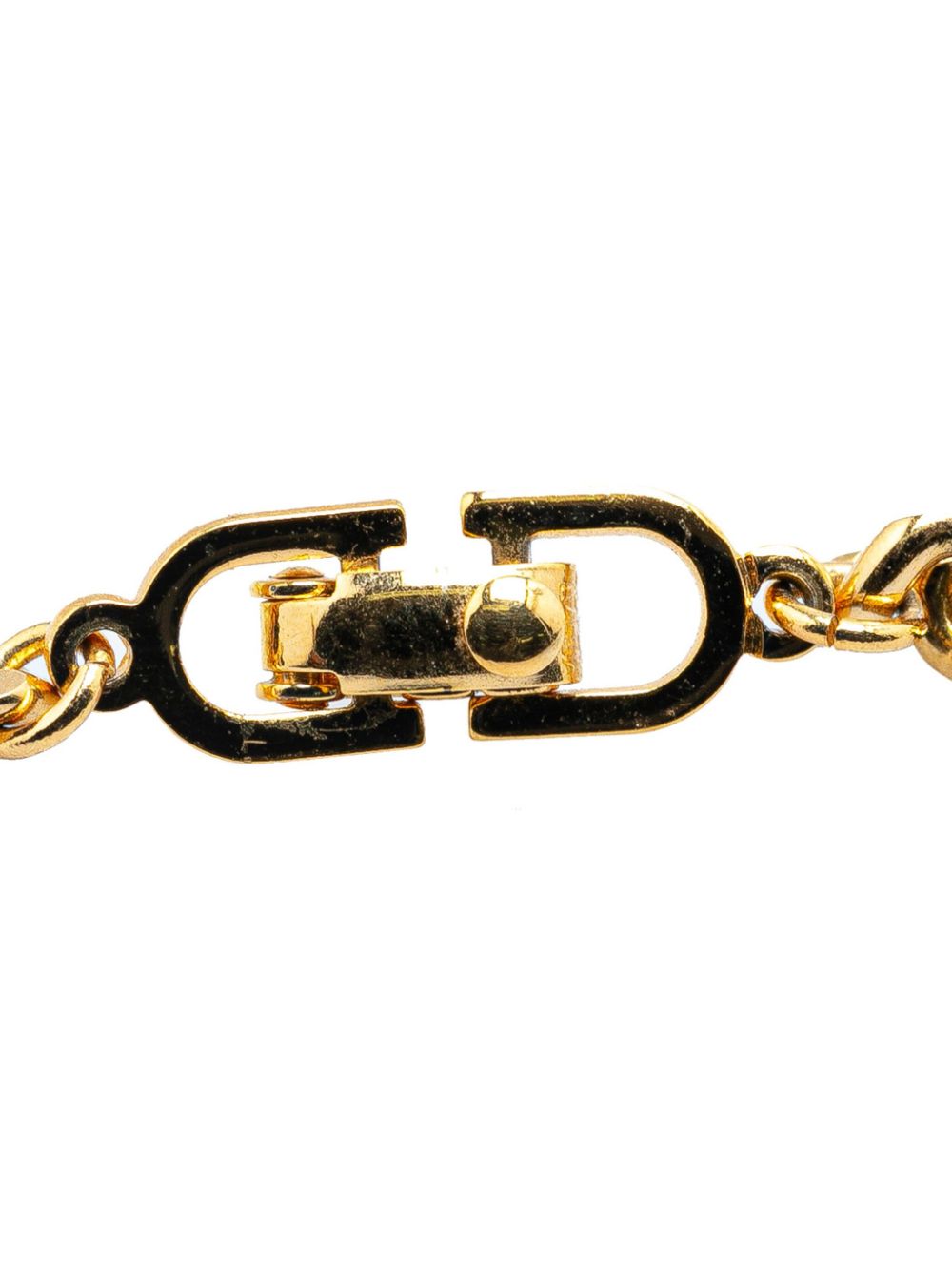 Christian Dior Pre-Owned 1900s vergulde halsketting met stras en CD-logo-hanger - Goud