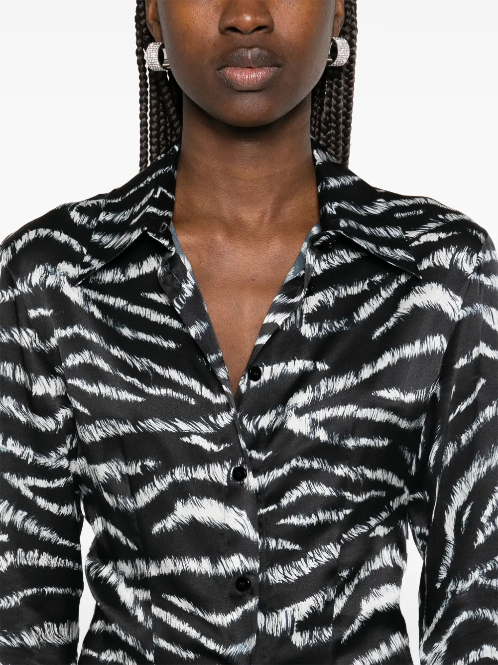 The Attico T-shirt met zebraprint Zwart