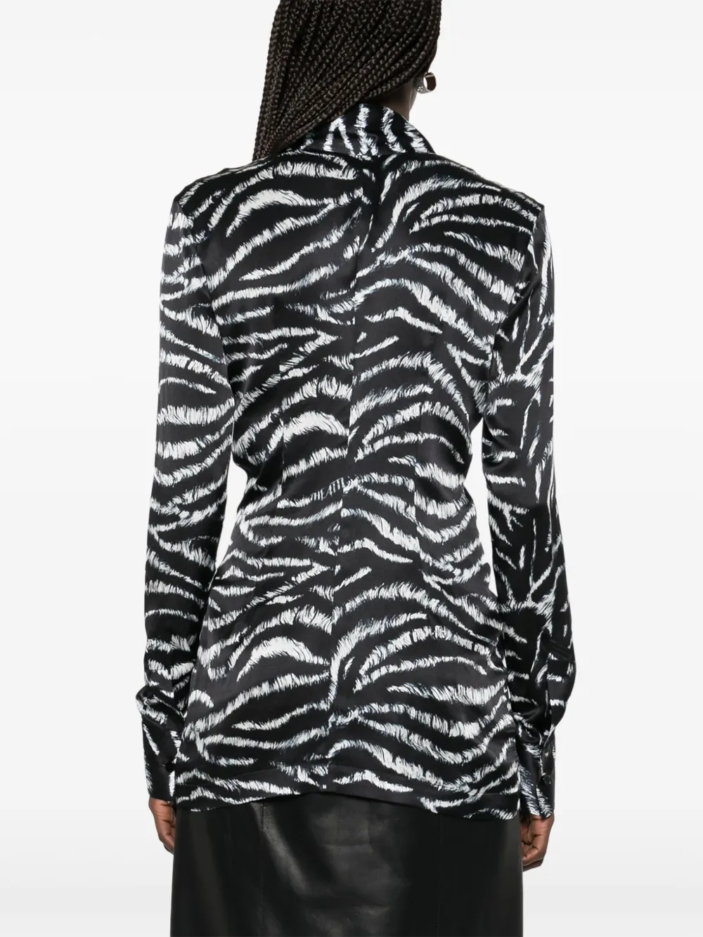 The Attico T-shirt met zebraprint Zwart