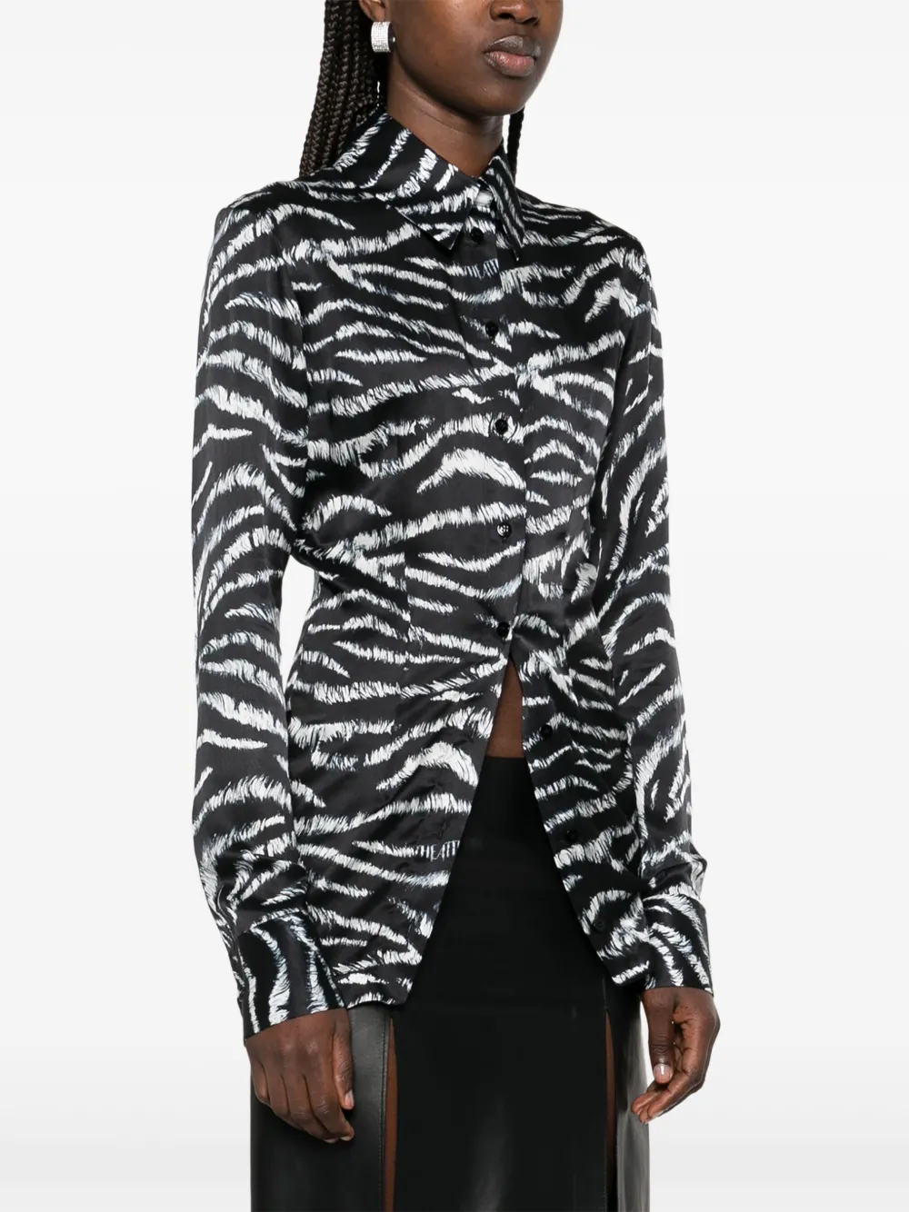 The Attico T-shirt met zebraprint Zwart