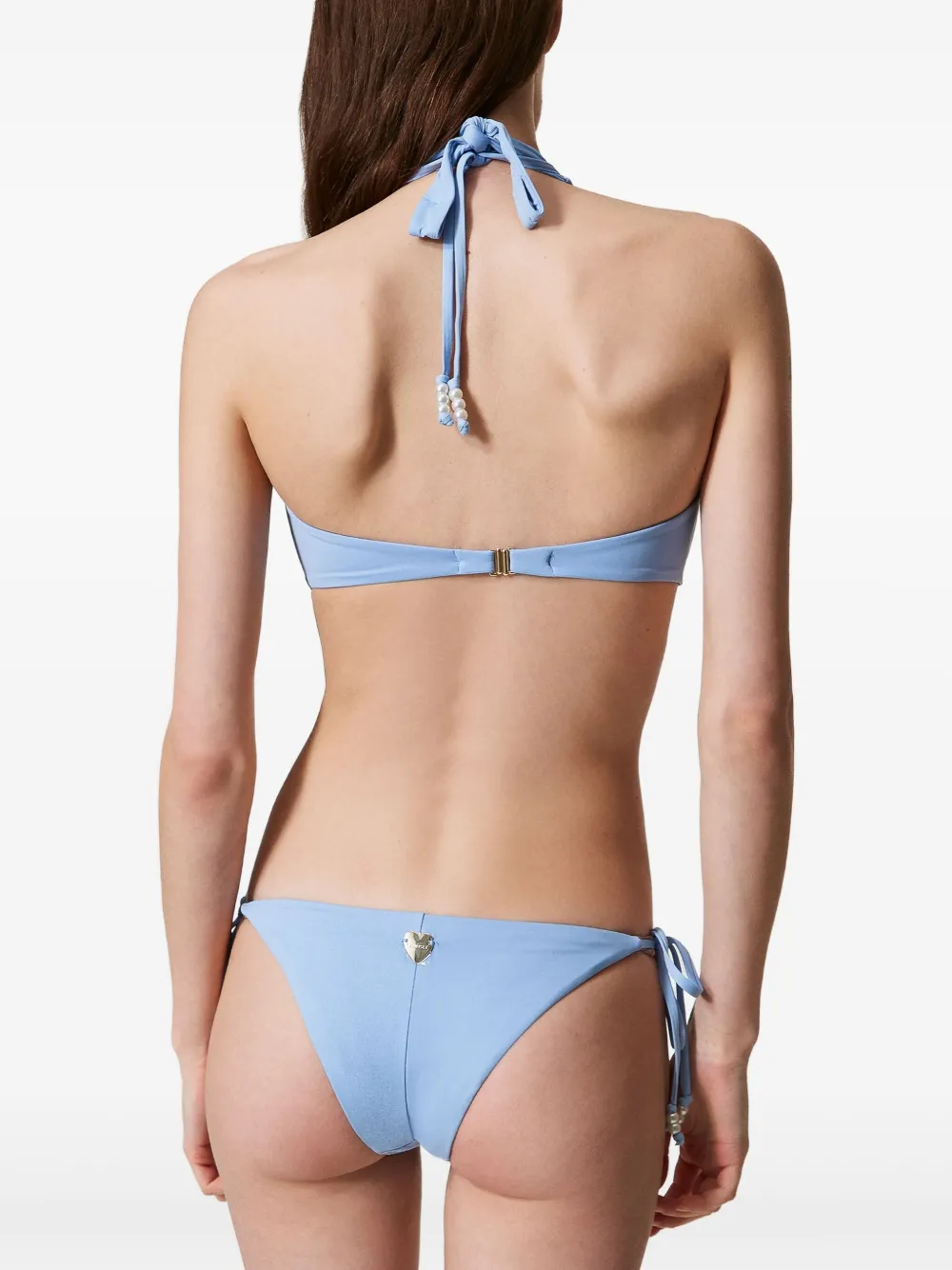 TWINSET Bikinislip met kralen en gestrikte zijkant Blauw