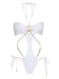 Amir Slama x Jade Jade chain link-detail swimsuit - White