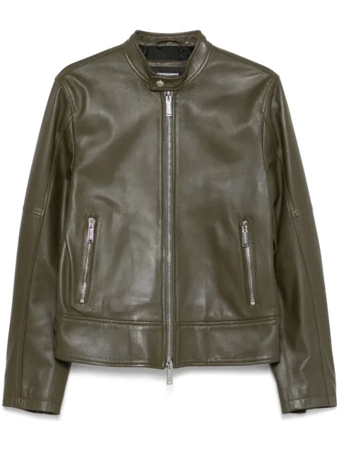 DSQUARED2 chamarra biker de cuero