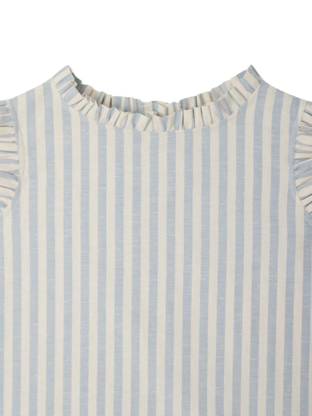 Bonpoint Lou Striped Blouse With Ruffles In Blue