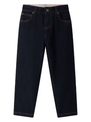 Moncler Enfant embroidered-logo Jeans | Blue | FARFETCH