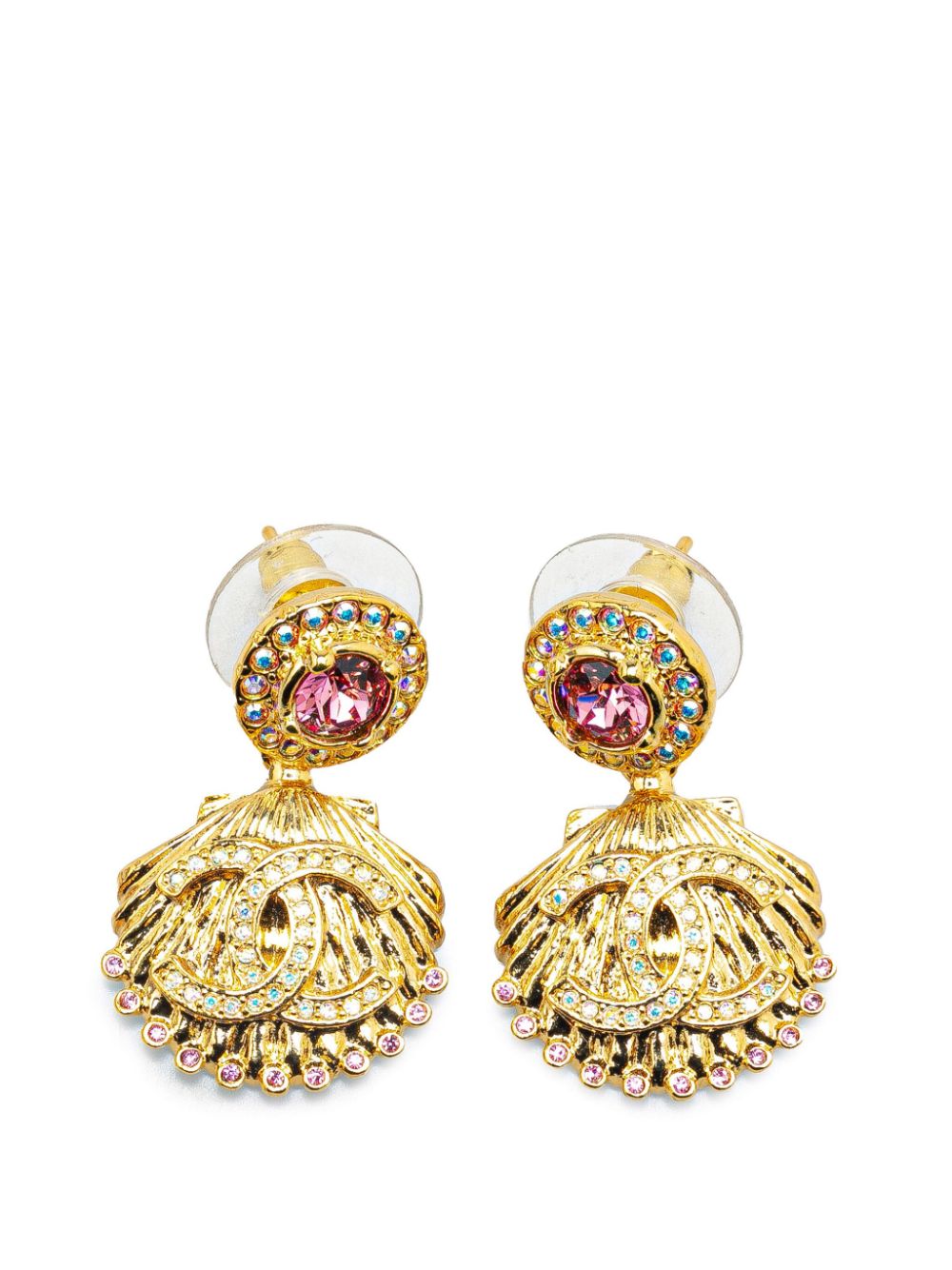 2023 Gold Plated CC Rhinestone Shell Drop costume earrings