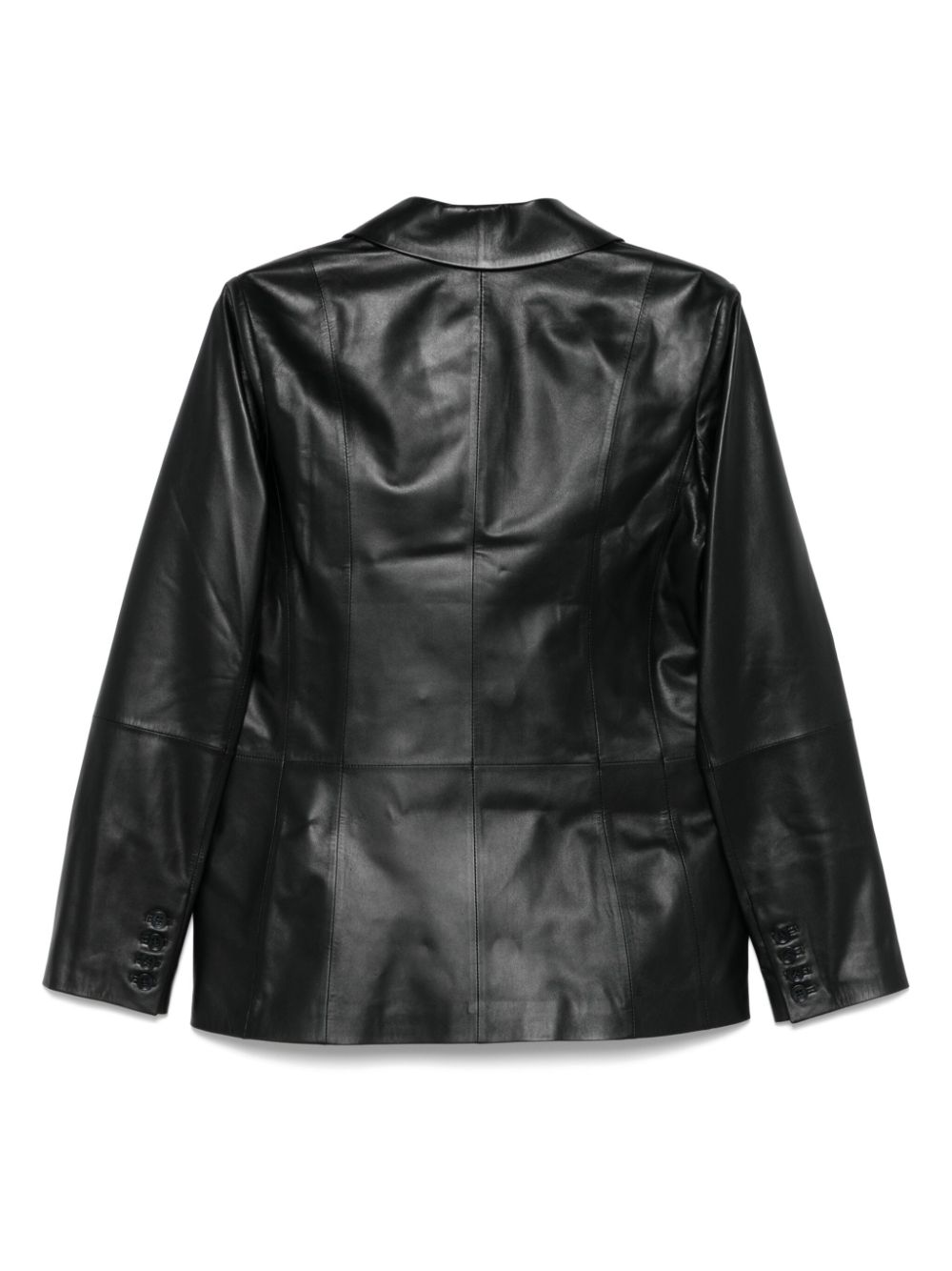 Desa 1972 double-breasted leather blazer - Zwart