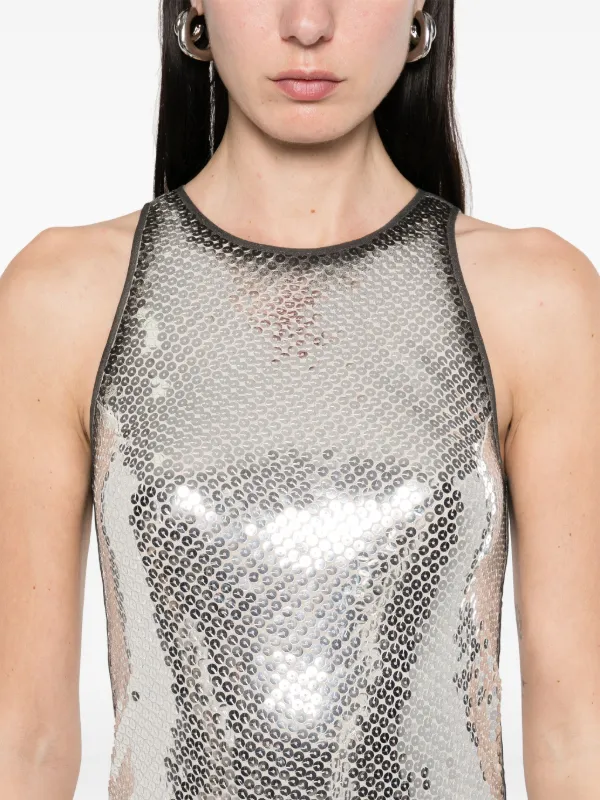 The Attico sequin-embellished Mini Dress | Silver | FARFETCH