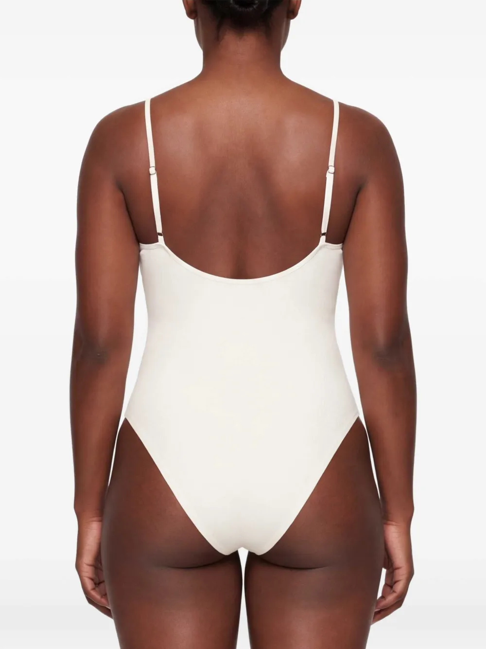 Jil Sander Badpak met geborduurd logo Beige