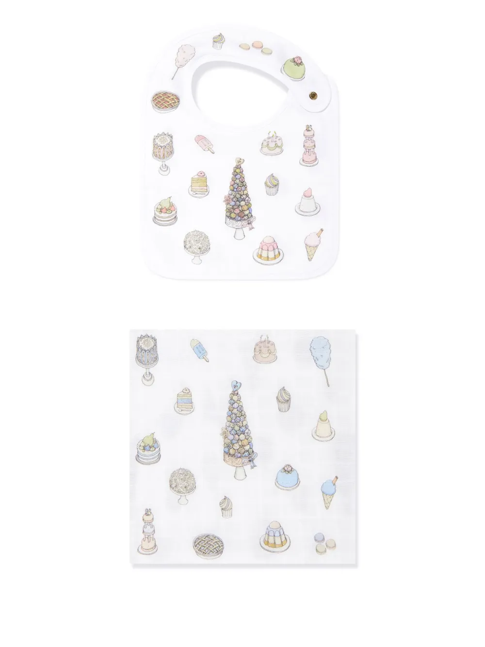 Atelier Choux Sweetie Pie bib and blanket set | White | Image 1
