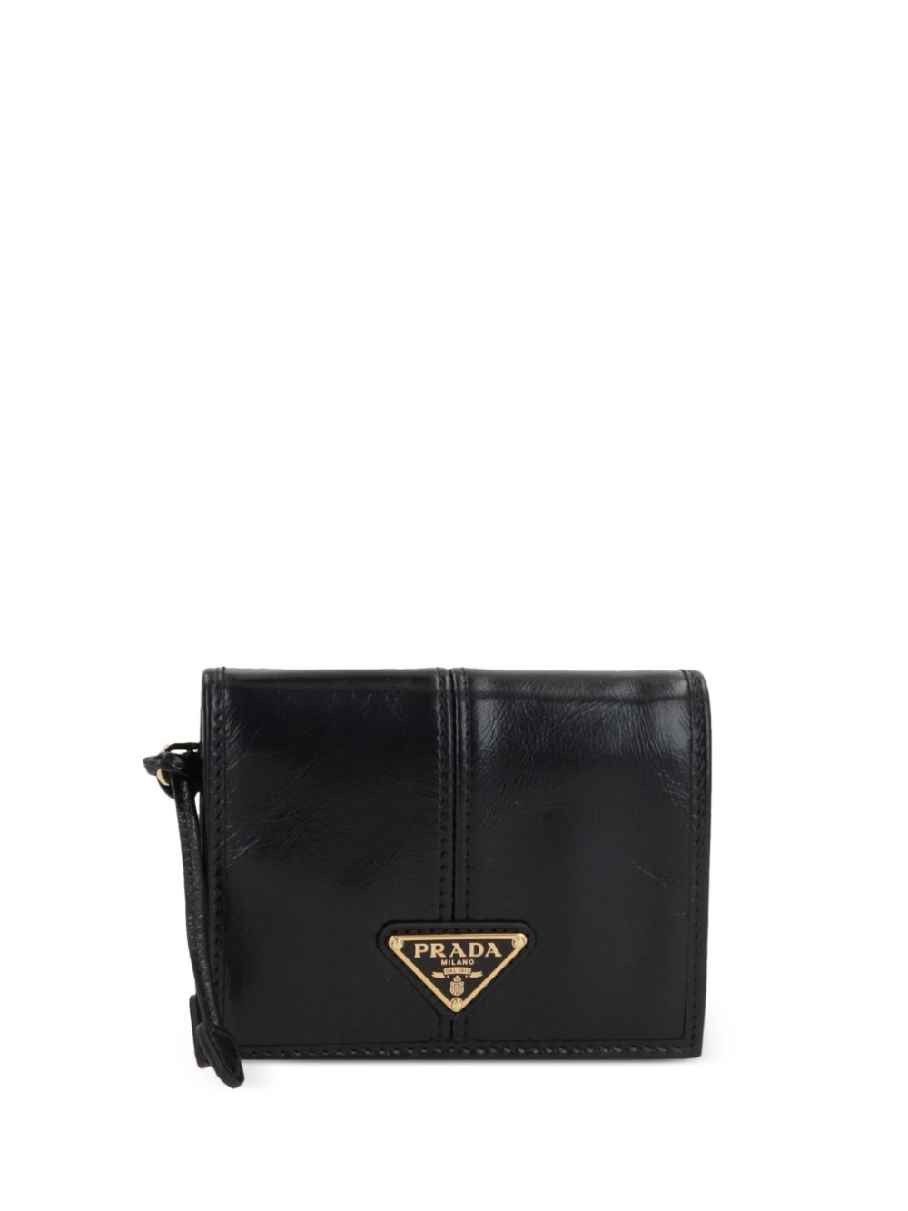 Prada small leather wallet Zwart