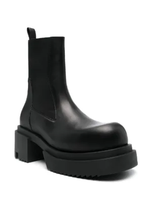 VIP★RICK OWENS プラットフォーム レザーブーツ ショートブーツ Rick Owens プラットフォーム ブーツ | グレー | FARFETCH JP