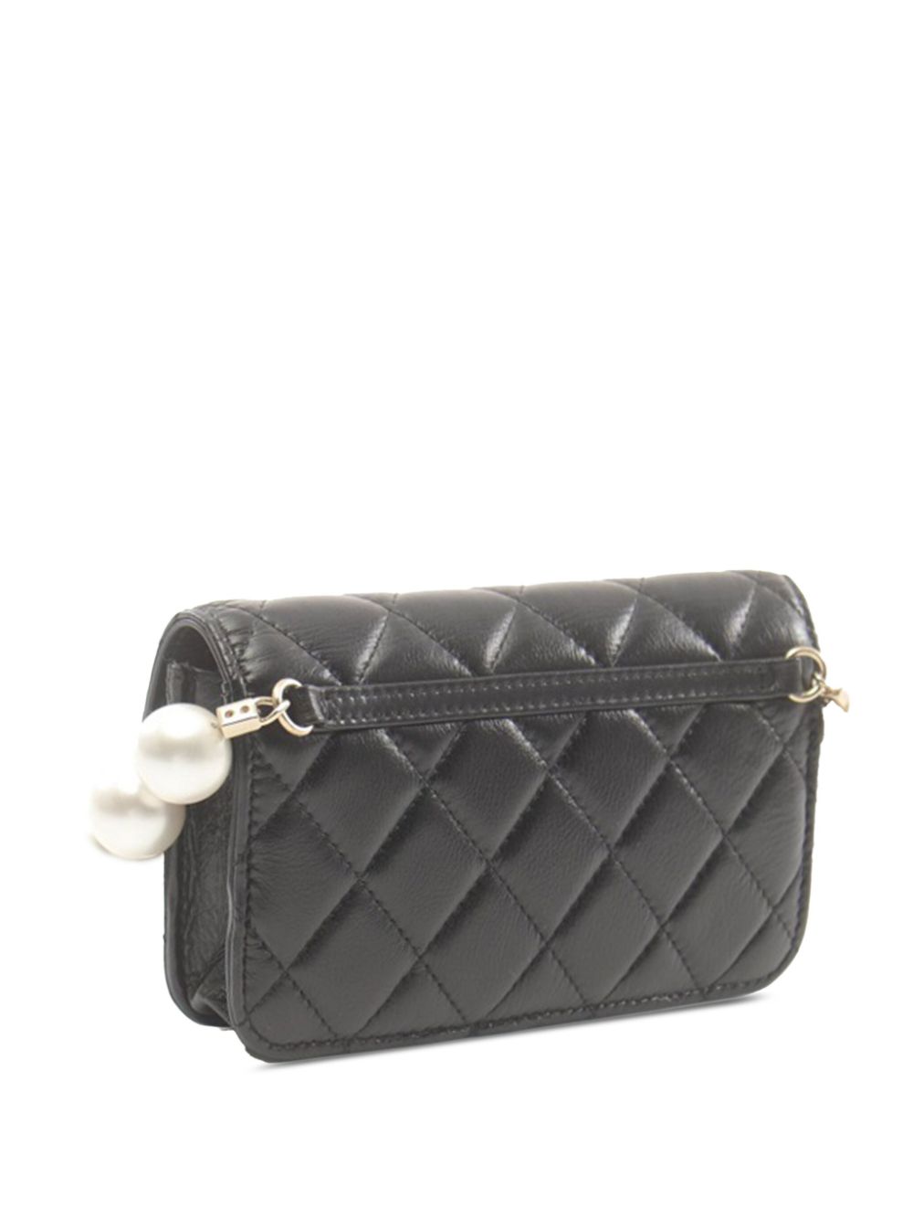 CHANEL Pre-Owned 2020 Maxi Pearls Clutch with Chain gewatteerde kalfsleren crossbodytas - Zwart