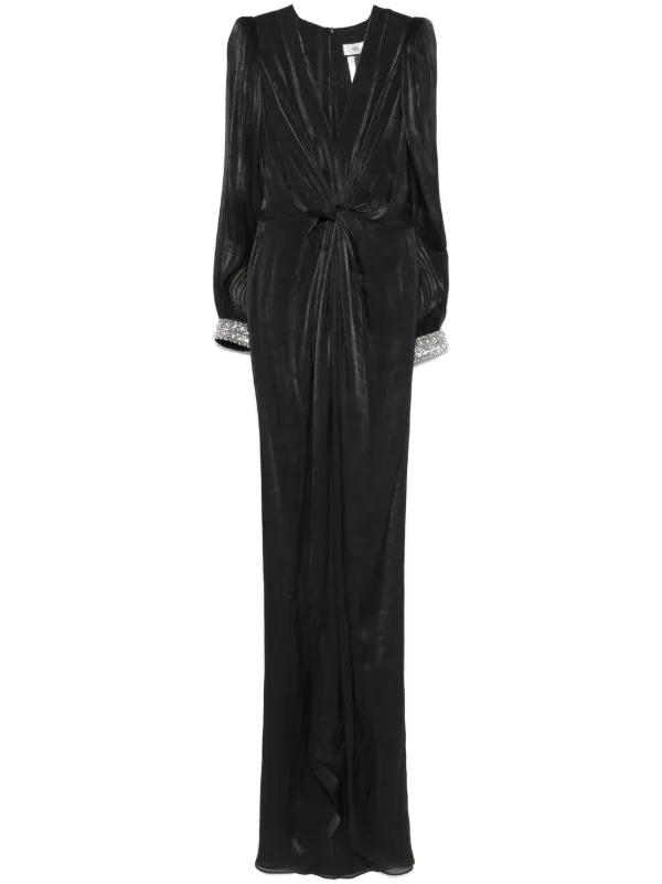 black plisse dress Lady Black Tie - Estelle Convertible Tie Maxi Dress main image 1