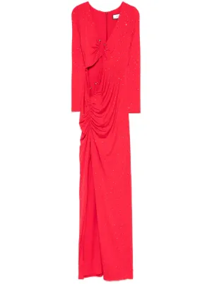 nissa red dress Nissa Embellished Twisted Maxi Dress