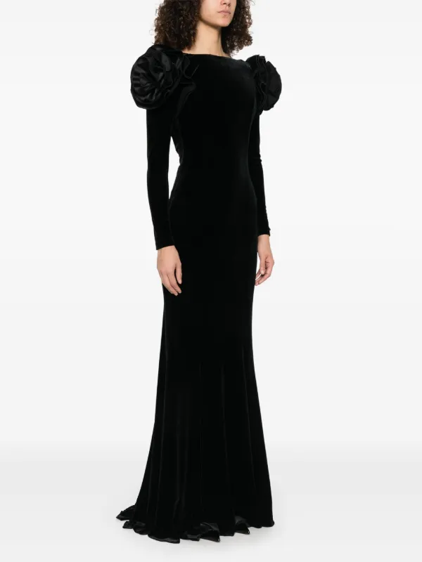 NISSA Fluwelen maxi-jurk Zwart FARFETCH NL