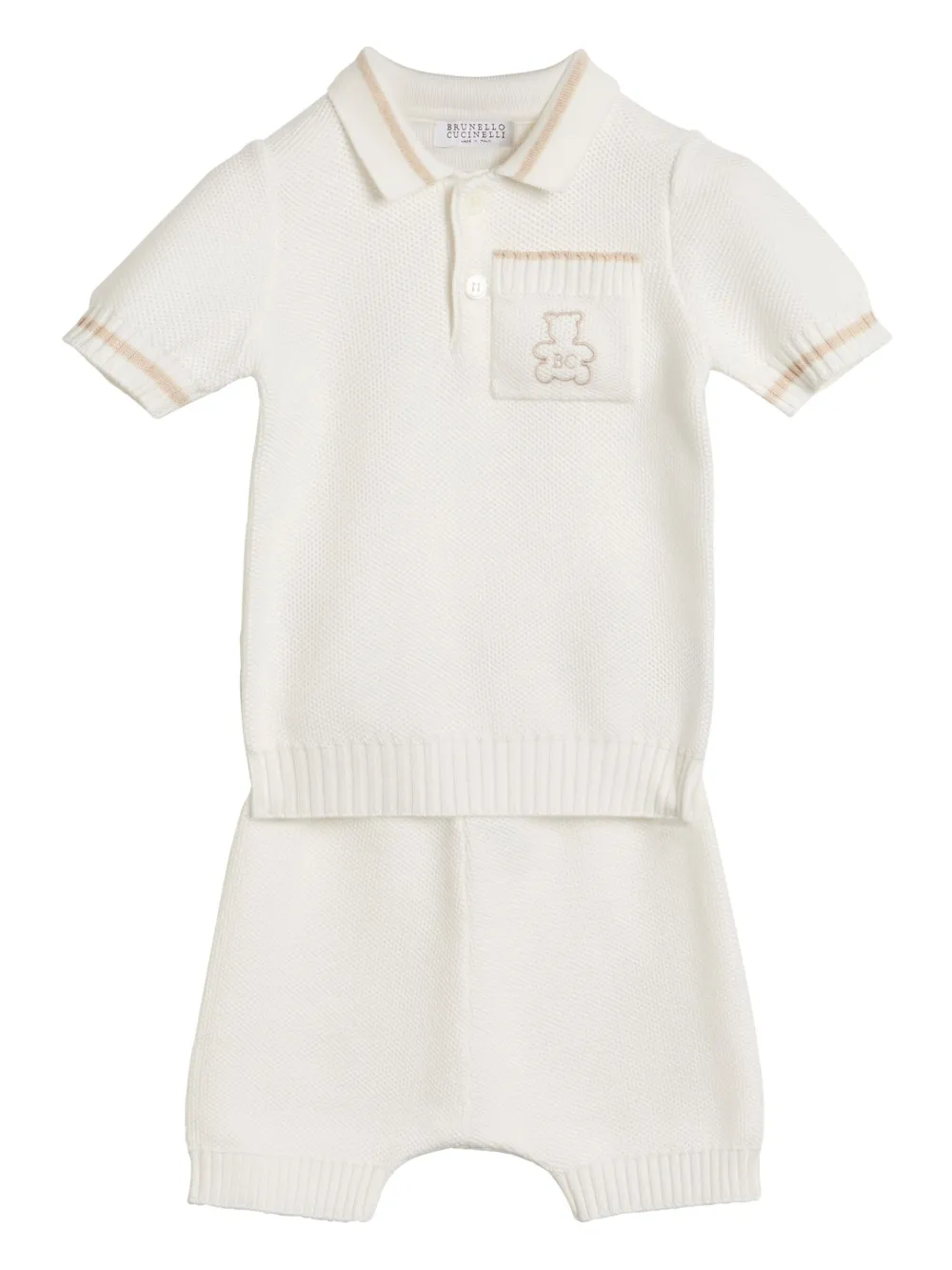 Brunello Cucinelli Kids Baby Bernie gebreide set Wit