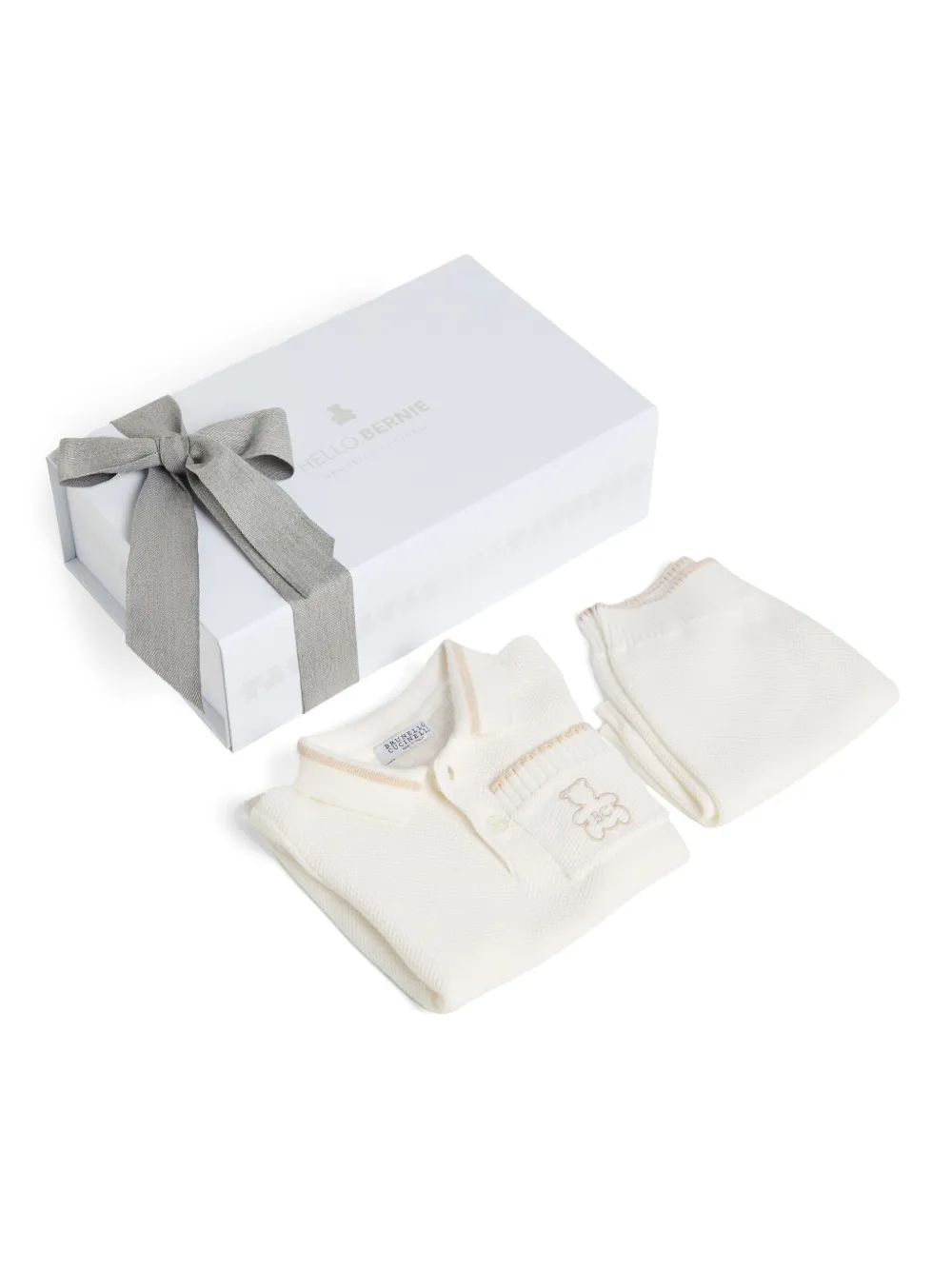 Brunello Cucinelli Kids Baby Bernie gebreide set Wit