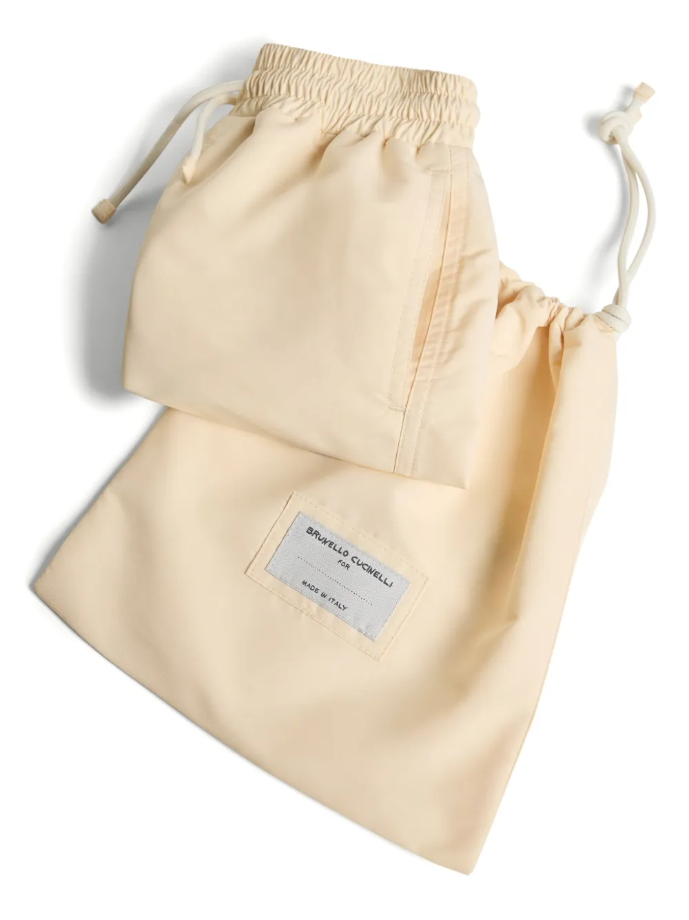Brunello Cucinelli Kids Zwembroek met geborduurd logo Beige
