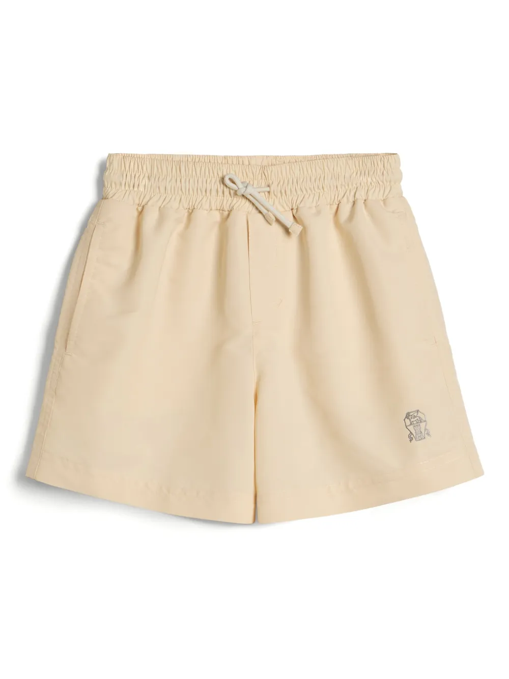 Brunello Cucinelli Kids Zwembroek met geborduurd logo Beige