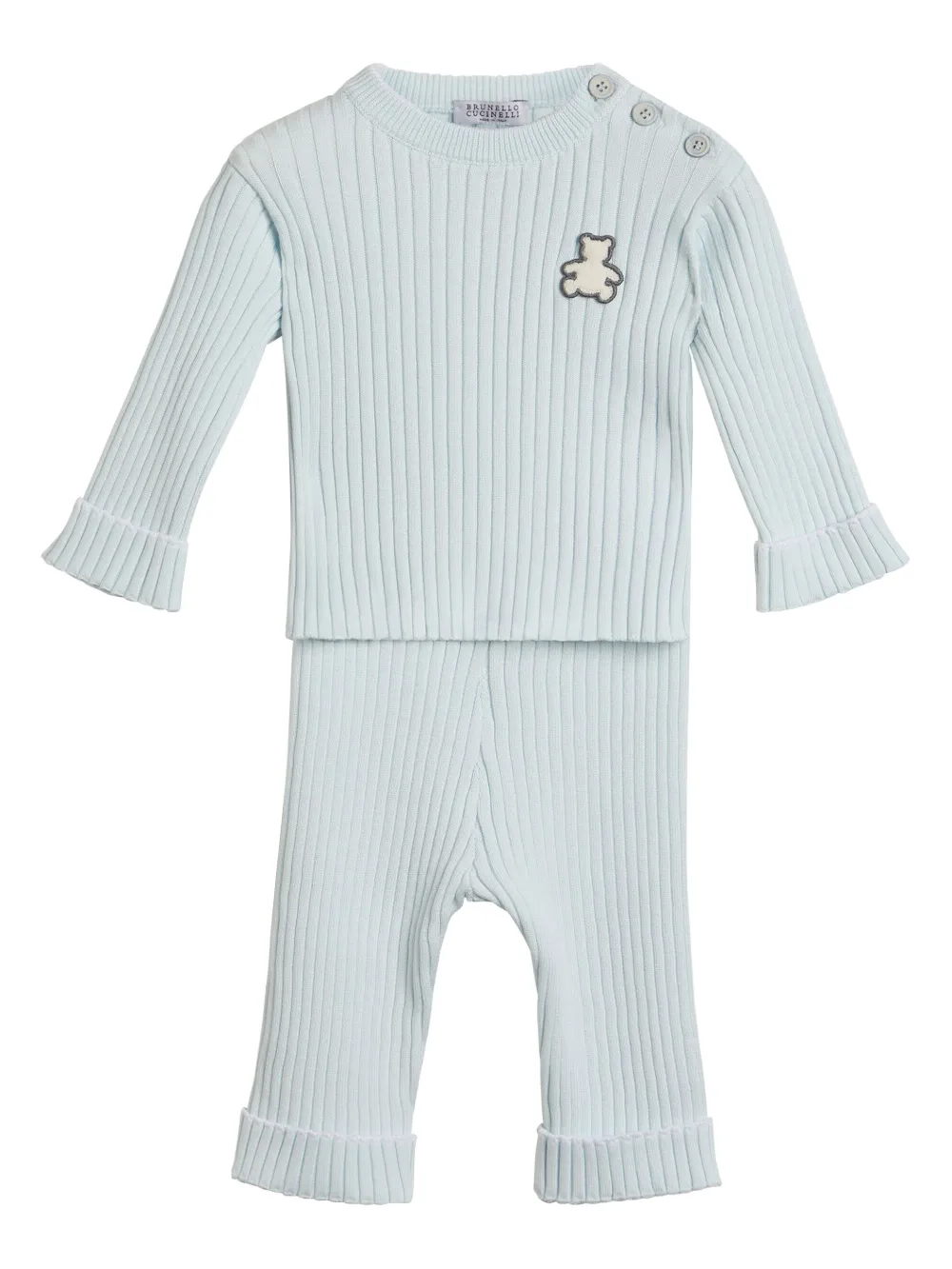 Brunello Cucinelli Kids Baby Bernie gebreide set Blauw