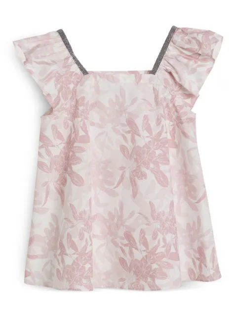 Brunello Cucinelli Kids floral-print poplin top