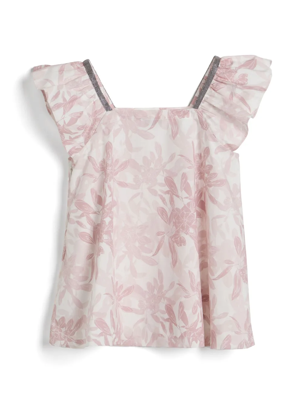 Brunello Cucinelli Kids floral-print poplin top - Roze