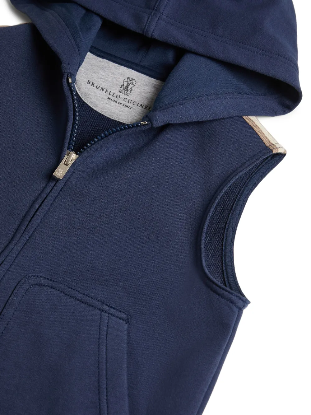 Brunello Cucinelli Kids Vest met capuchon en rits Blauw