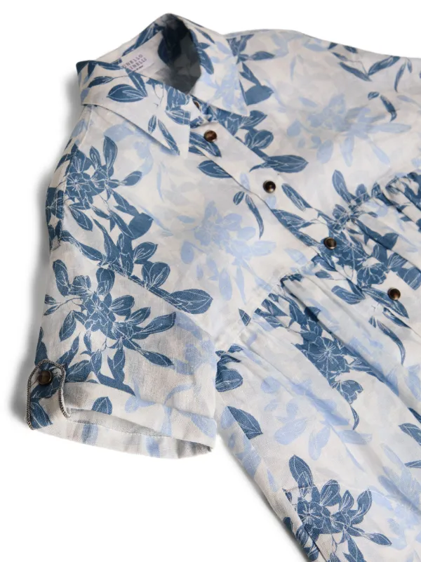 Brunello Cucinelli Kids フローラル シャツワンピース | ブラック