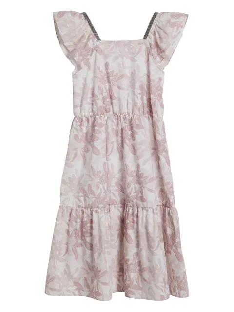 Brunello Cucinelli Kids فستان بوبلين بطبعة زهور