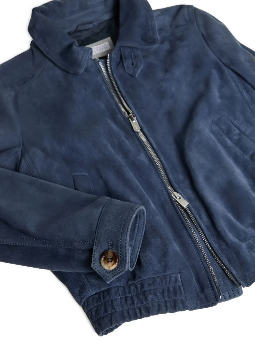 Brunello Cucinelli Kids Suède bomberjack Blauw