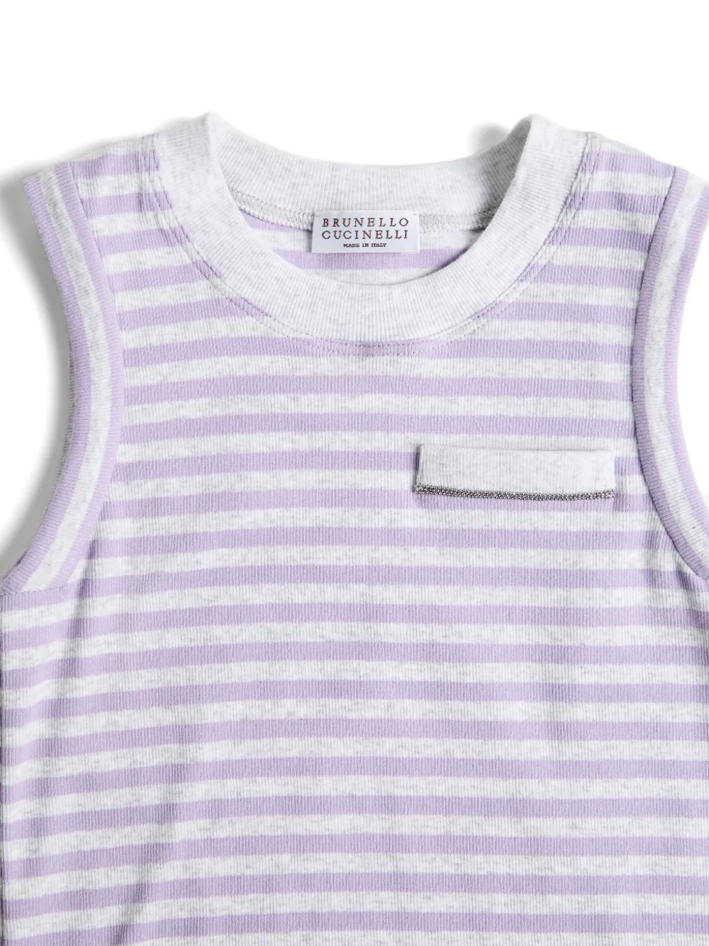 Brunello Cucinelli Kids Gestreepte geribbelde tanktop Paars