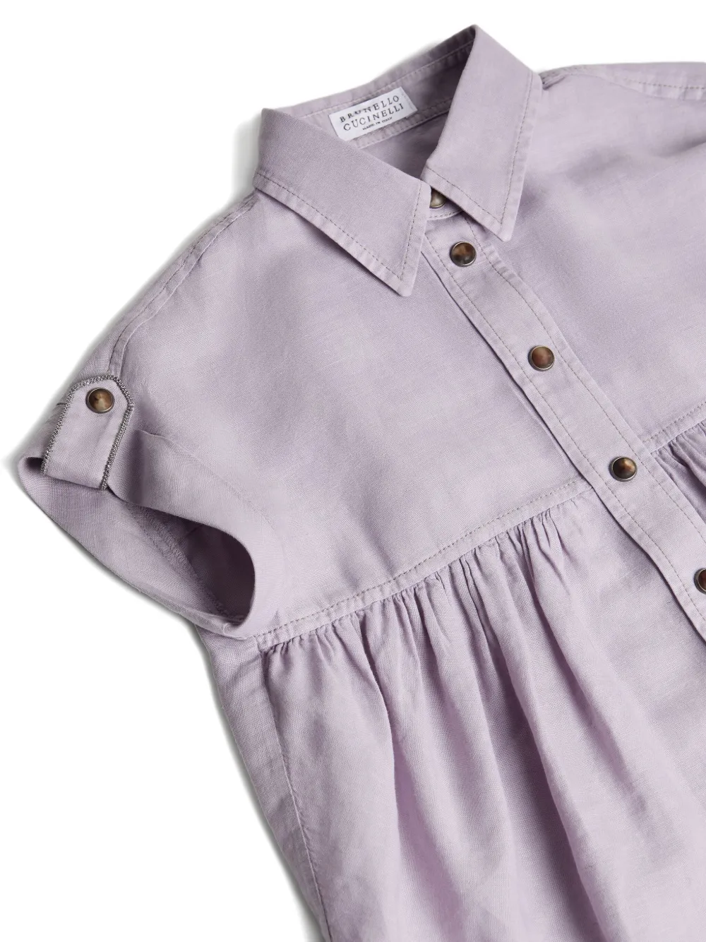 Brunello Cucinelli Kids pinpoint-gathered shirt Paars