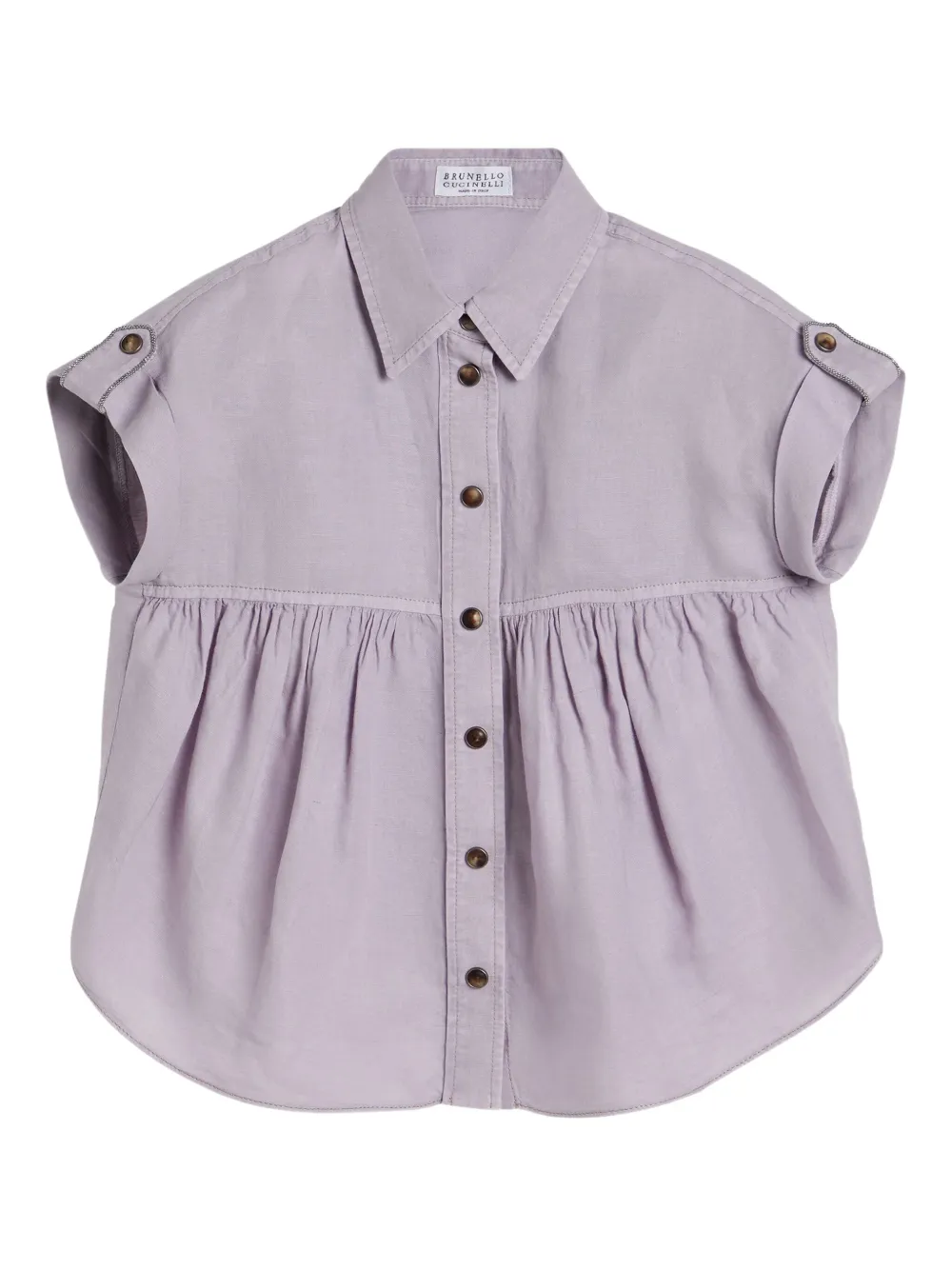 Brunello Cucinelli Kids pinpoint-gathered shirt Paars
