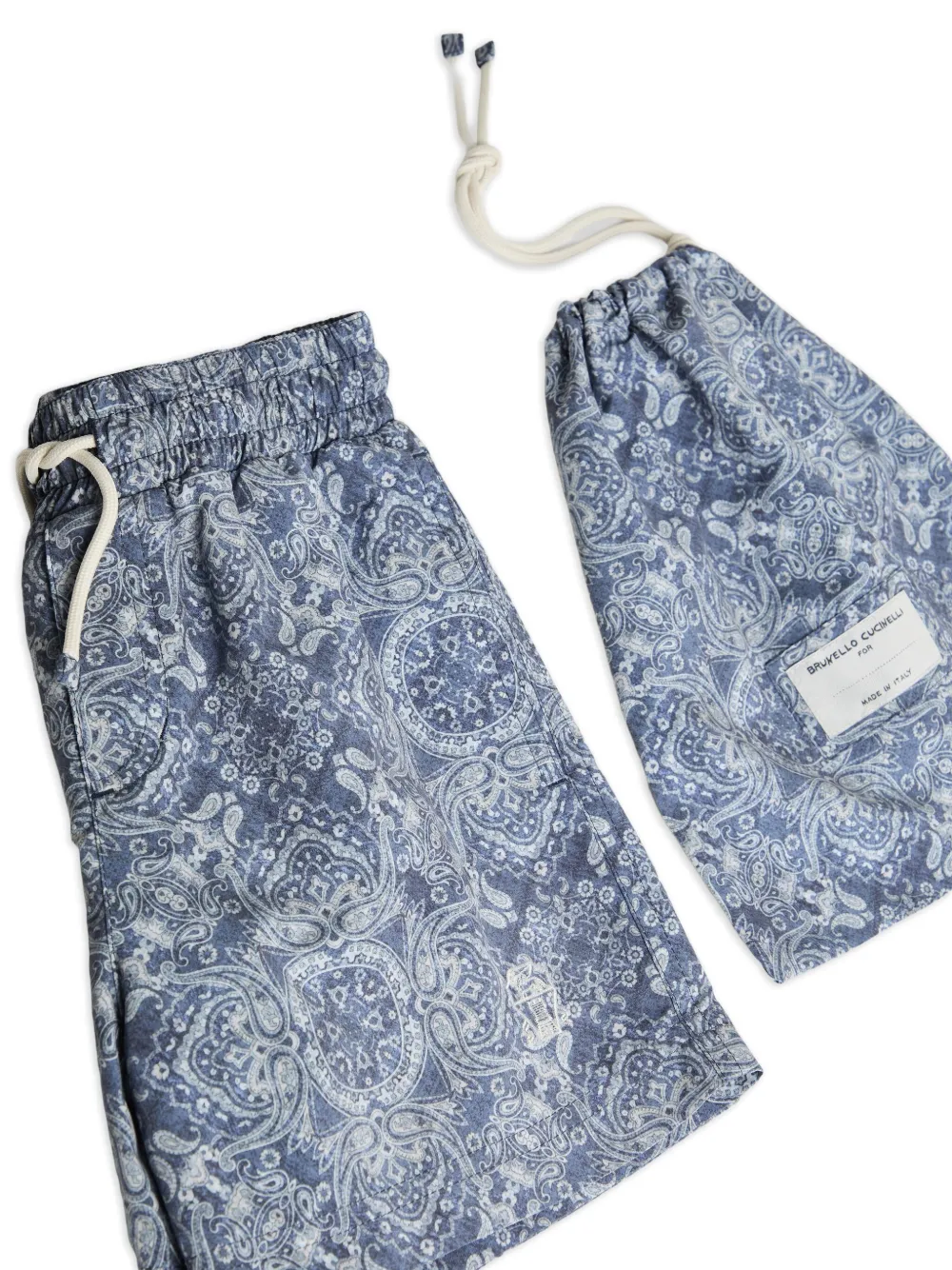 Brunello Cucinelli Kids Zwembroek met paisley-print Blauw