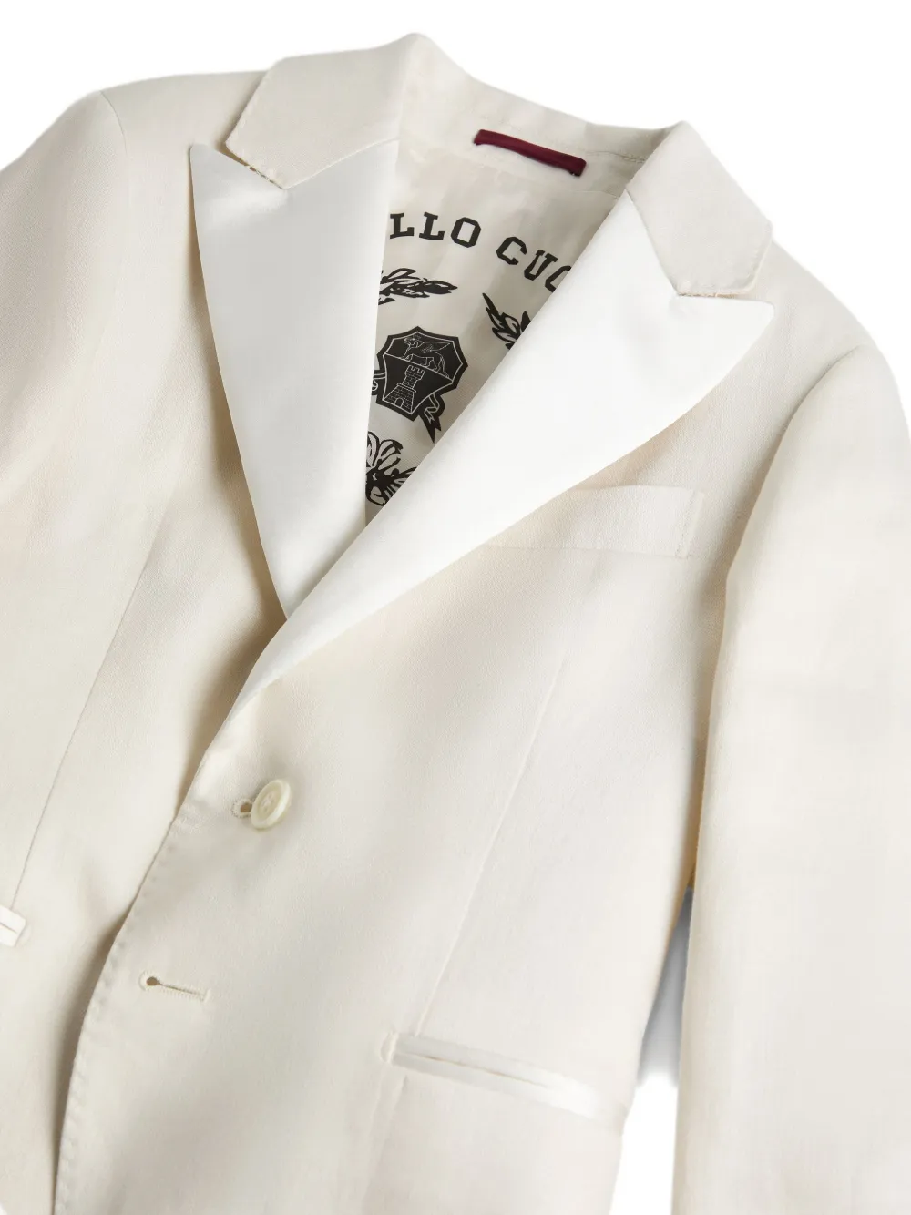 Brunello Cucinelli Kids peak-lapels linen blazer Beige
