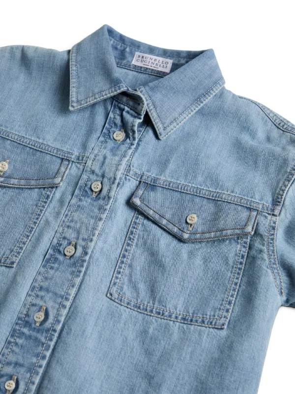 Brunello Cucinelli Kids デニムシャツ | ブルー | FARFETCH JP